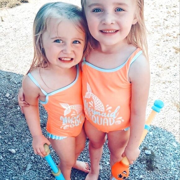 NWT Bobbie Brooks Mermaid Squad One-piece Girls Swimsuit - Picture 1 of 4